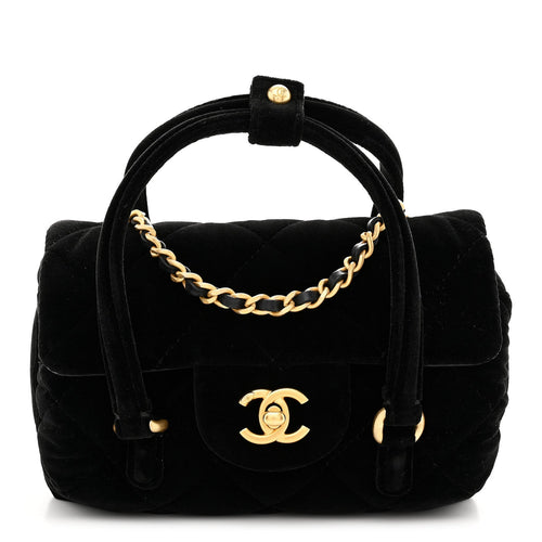 Mini Quilted Flap Shoulder Bag - Black