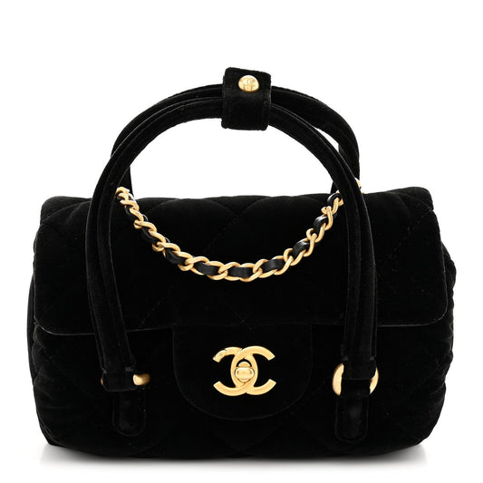 Mini Quilted Flap Shoulder Bag - Black