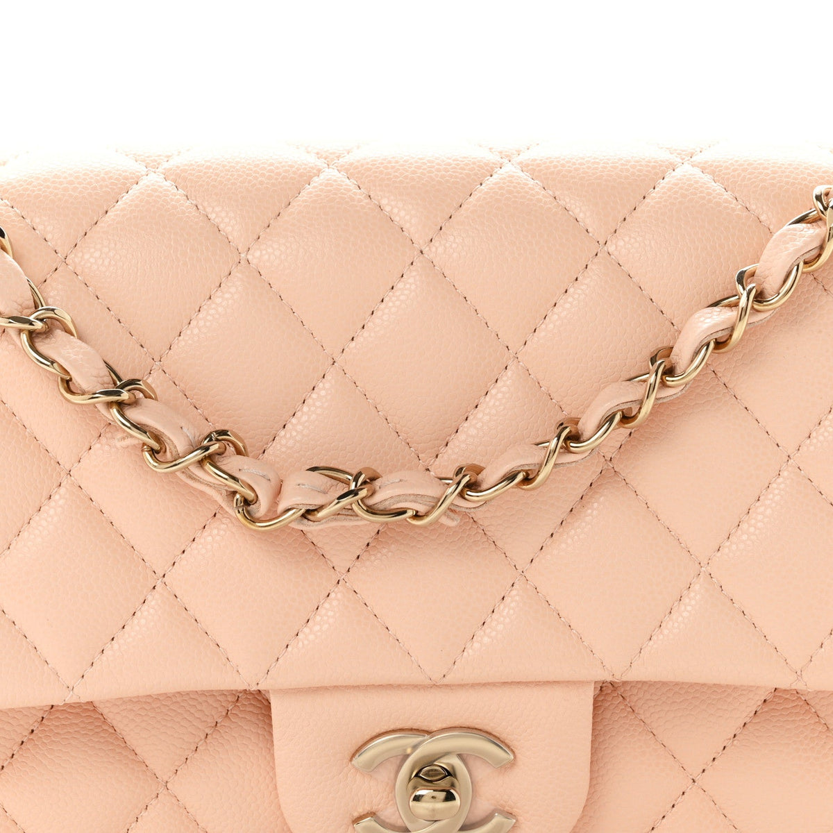 Medium Quilted Caviar Flap Shoulder Bag - Pink