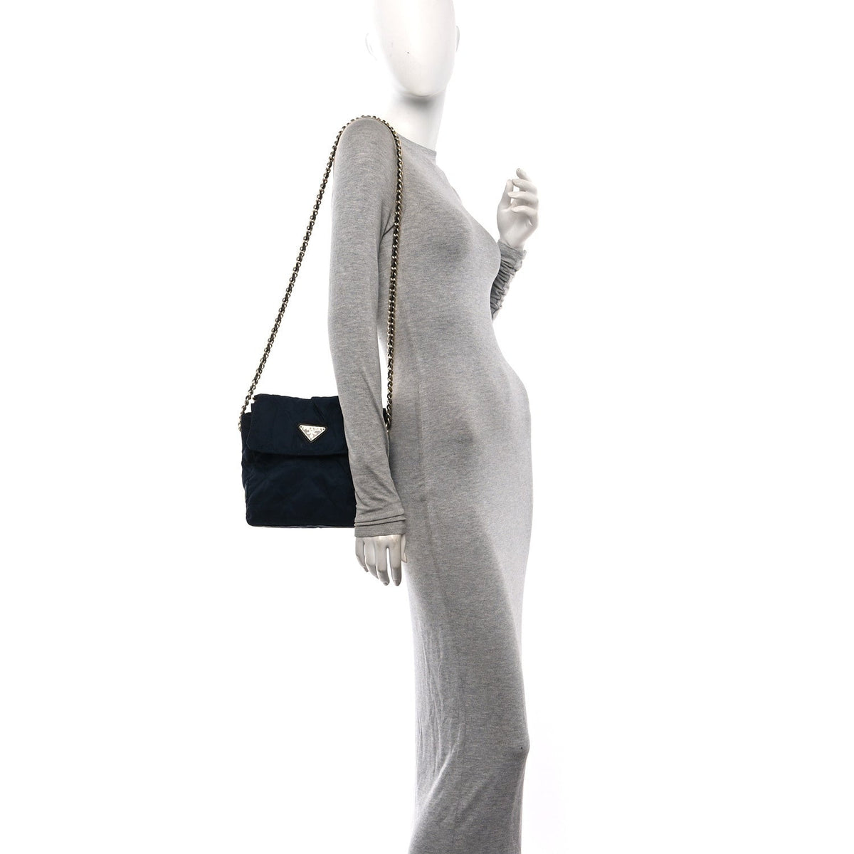 Quilted Nylon Shoulder Bag - Blue
