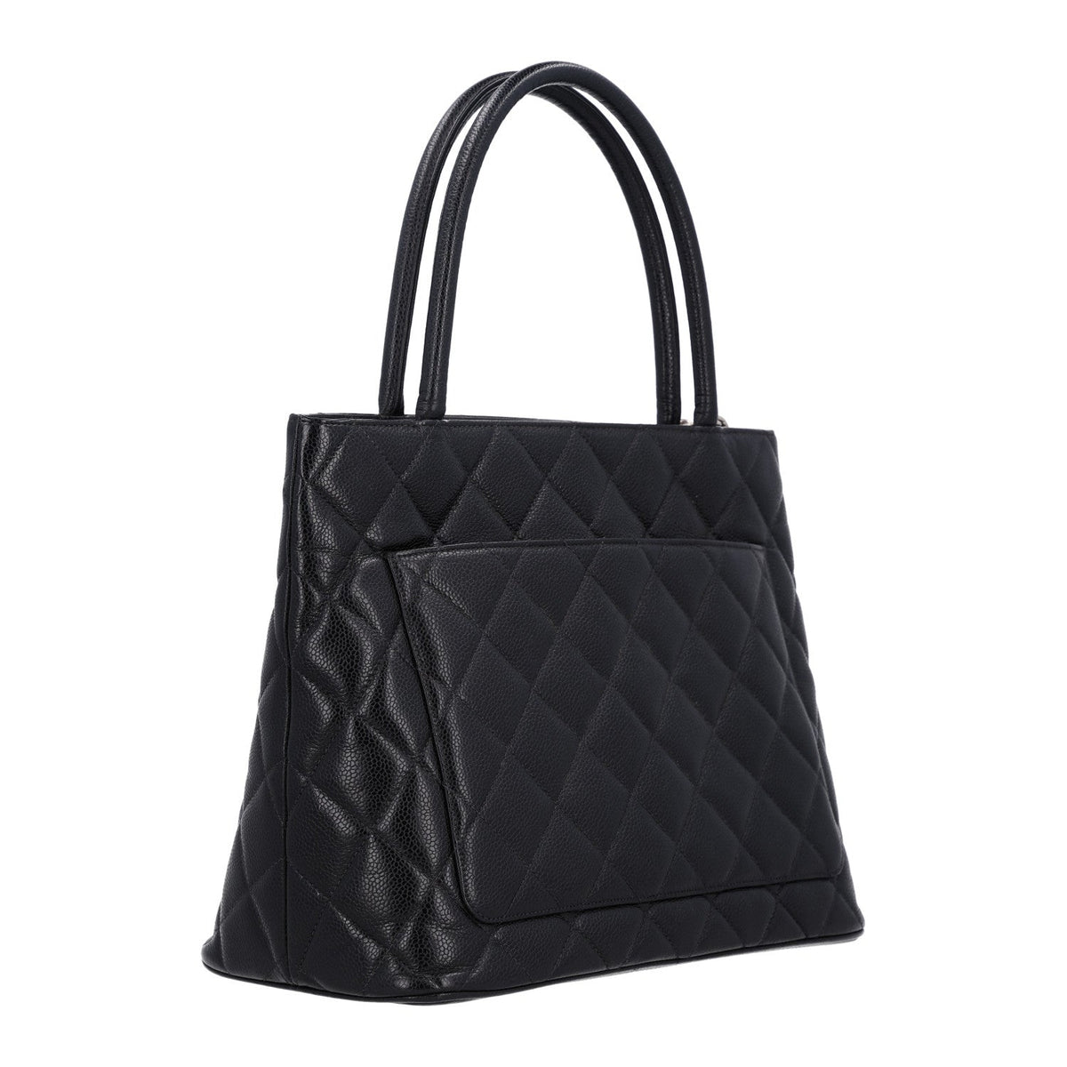 Quilted Caviar Tote Bag - Black