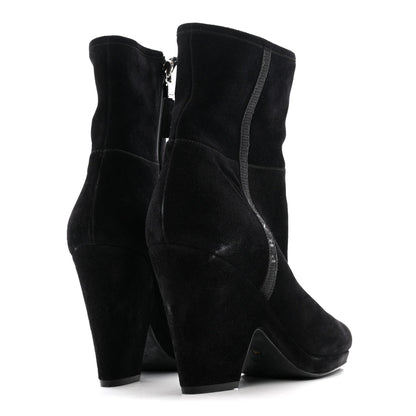 Prada Suede Women's Triangle Logo Zip Boots 40 Black