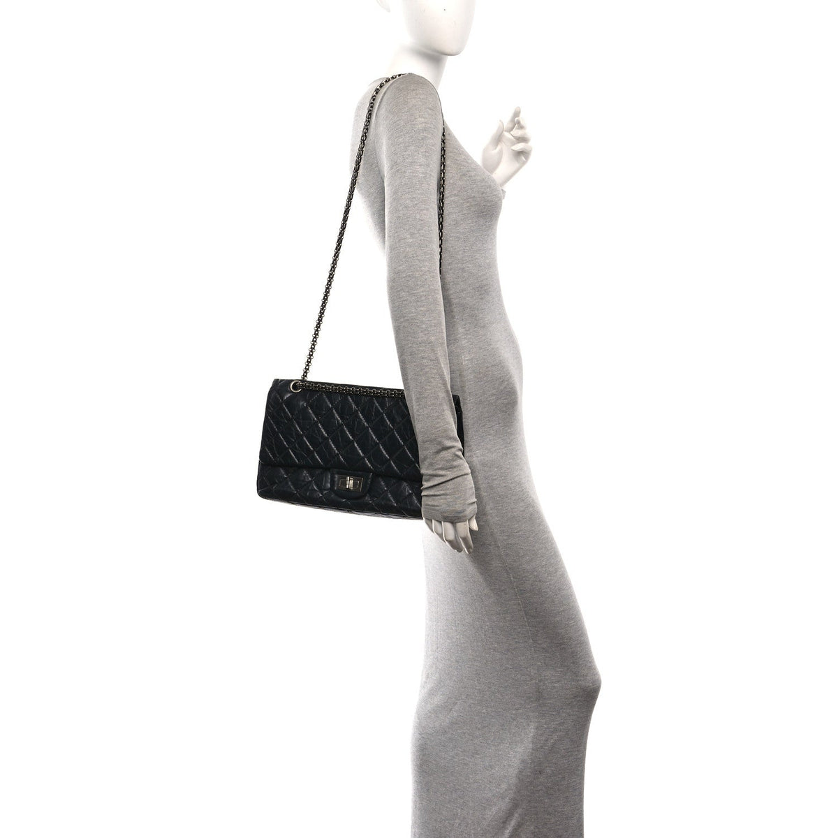 Quilted Calfskin Flap Shoulder Bag - Black