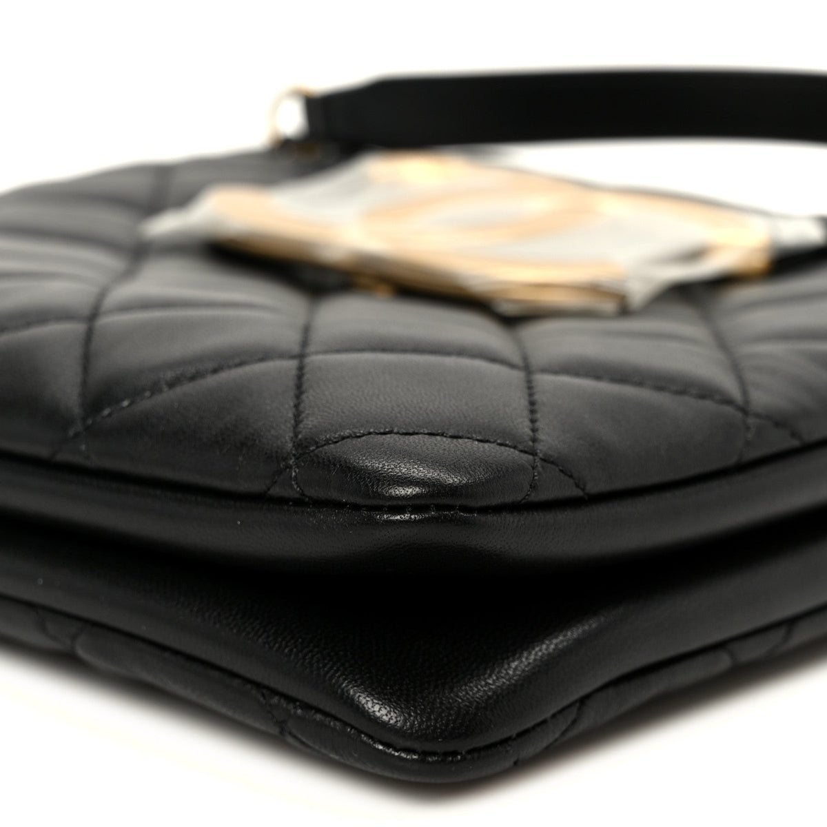 Quilted Lambskin Shoulder Bag - Black