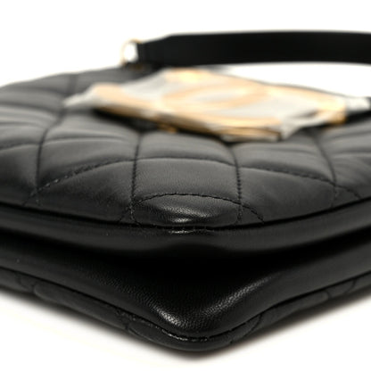 Quilted Lambskin Shoulder Bag - Black