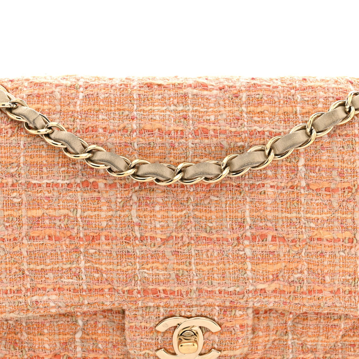 Medium Quilted Flap Shoulder Bag - Beige