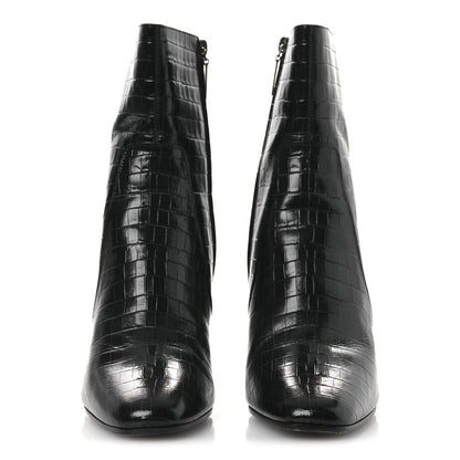 Saint Laurent Leather Women's Jane 90 Zip Booties 42 Black