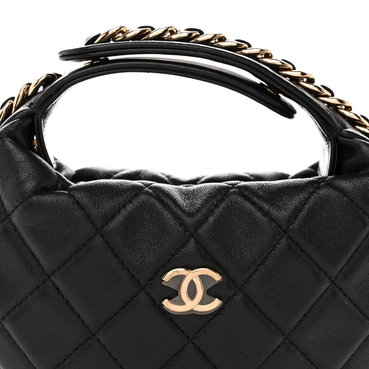 Quilted Lambskin Hobo Bag - Black