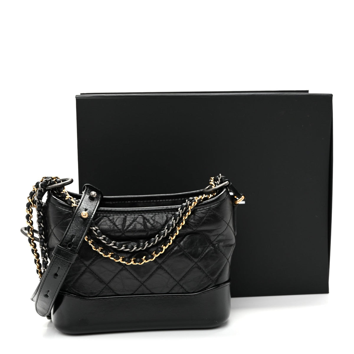 Small Quilted Calfskin Hobo Bag - Black