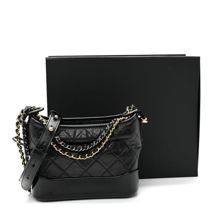 Small Quilted Calfskin Hobo Bag - Black