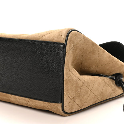 Calfskin Suede Handbag - Beige