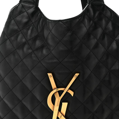 Maxi Quilted Lambskin Tote Bag - Black