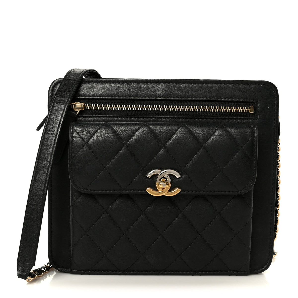 Quilted Lambskin Clutch Bag - Black