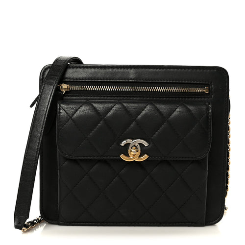 Quilted Lambskin Clutch Bag - Black