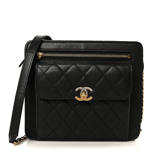 Quilted Lambskin Clutch Bag - Black