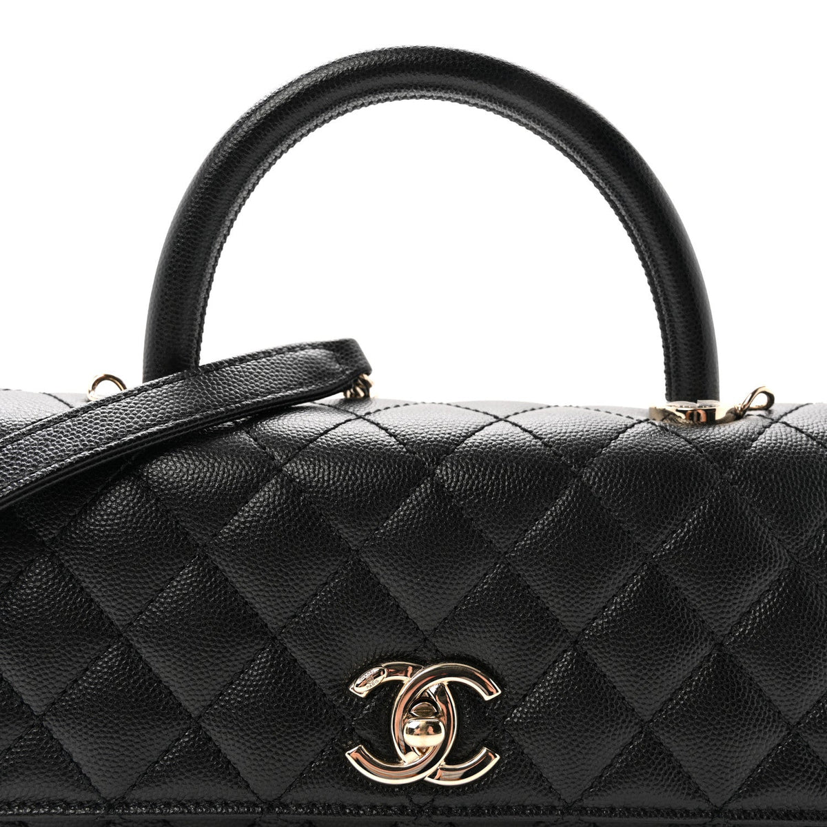 Maxi Quilted Caviar Flap Shoulder Bag - Black