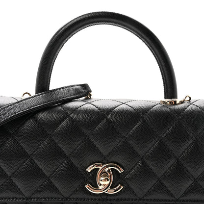 Maxi Quilted Caviar Flap Shoulder Bag - Black