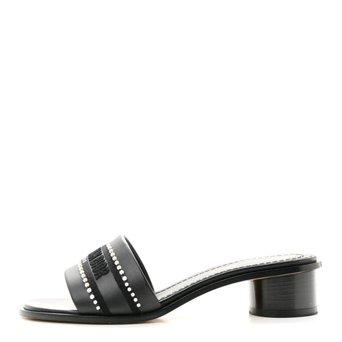 Calfksin Pearl Embroidered Dway 35Mm Slide Sandals Black