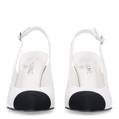 Chanel Goatskin Grosgrain CC Pointed Women's Slingback Pumps