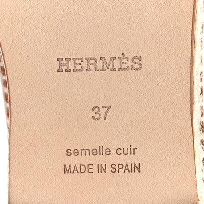 Hermes Suede Goatskin Women's Joven Espadrilles 37 Rose De Venise Gold