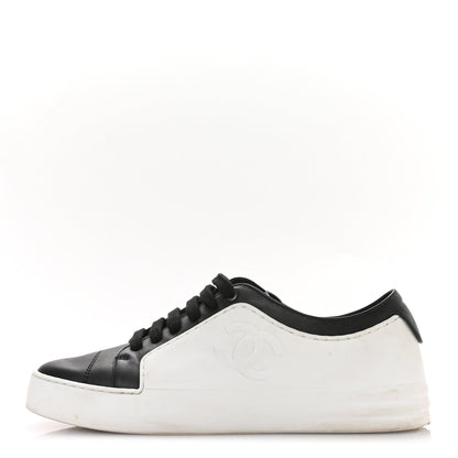 Chanel Calfskin CC Women's Sneakers 36 Black White