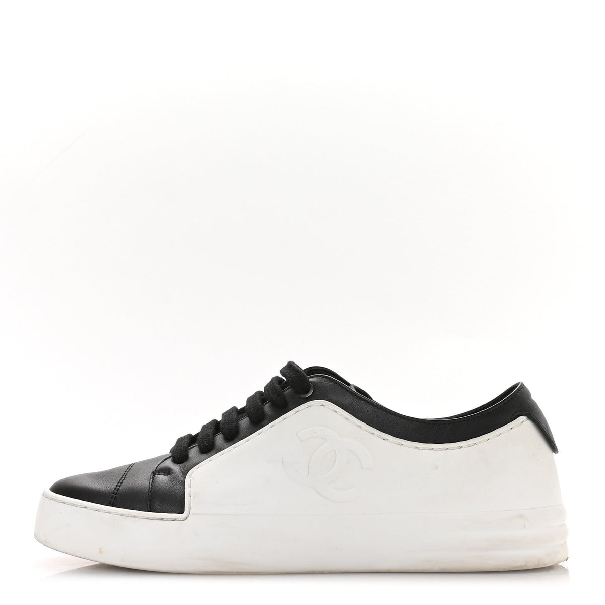Calfskin CC Sneakers Black White