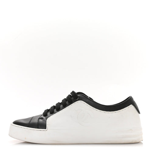 Calfskin CC Sneakers Black White
