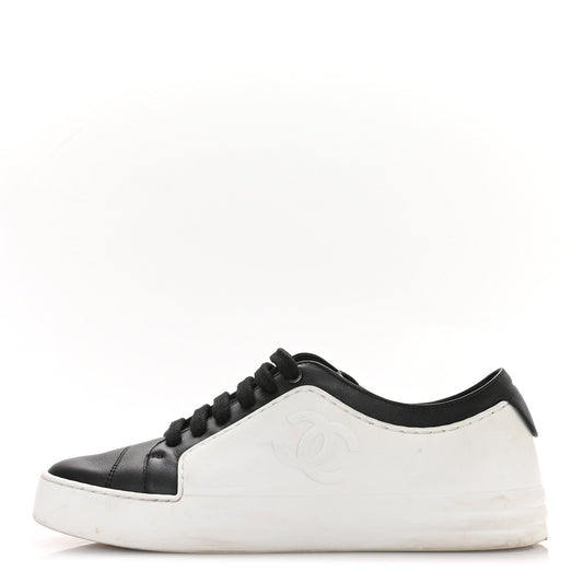 Calfskin CC Sneakers Black White