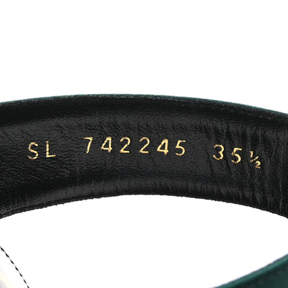 Saint Laurent Crepe Satin Women's Martha Mule 110 Sandals 35.5 Dorian Green