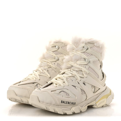 Balenciaga Mesh Nylon Faux Fur Women's Track Hike Sneakers White