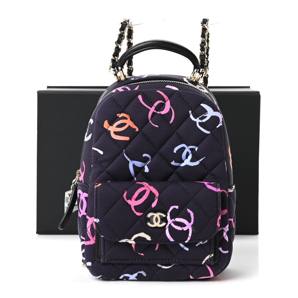 Mini Quilted Fabric Backpack - Black