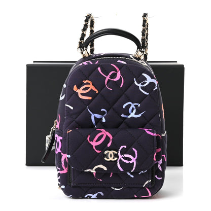 Mini Quilted Fabric Backpack - Black