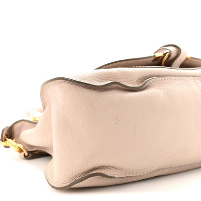 Medium Calfskin Satchel Bag - White