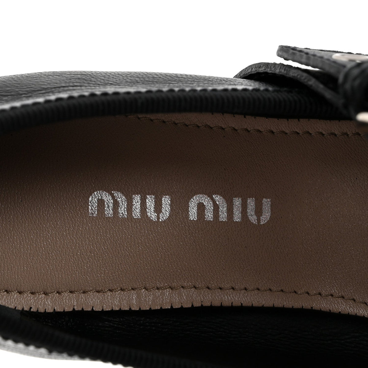 Miu Miu Nappa Vitello Nevada Women's Double Buckle Ballerina Flats 36 Black