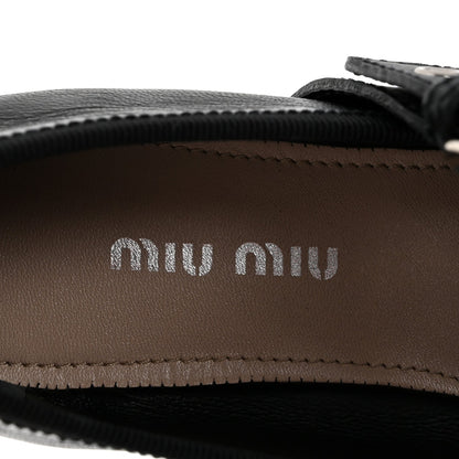 Miu Miu Nappa Vitello Nevada Women's Double Buckle Ballerina Flats 36 Black