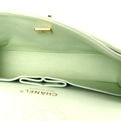 Small Quilted Caviar Flap Shoulder Bag - Light Green