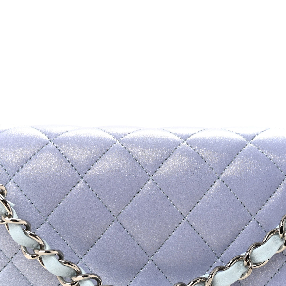 Medium Quilted Lambskin Flap Shoulder Bag - Light Blue