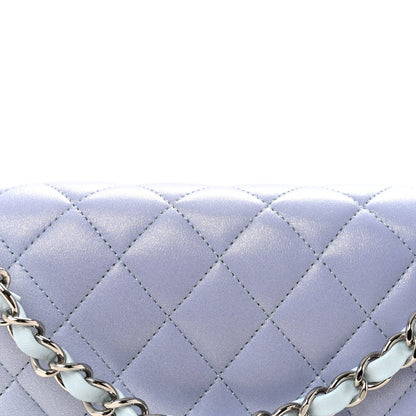 Medium Quilted Lambskin Flap Shoulder Bag - Light Blue