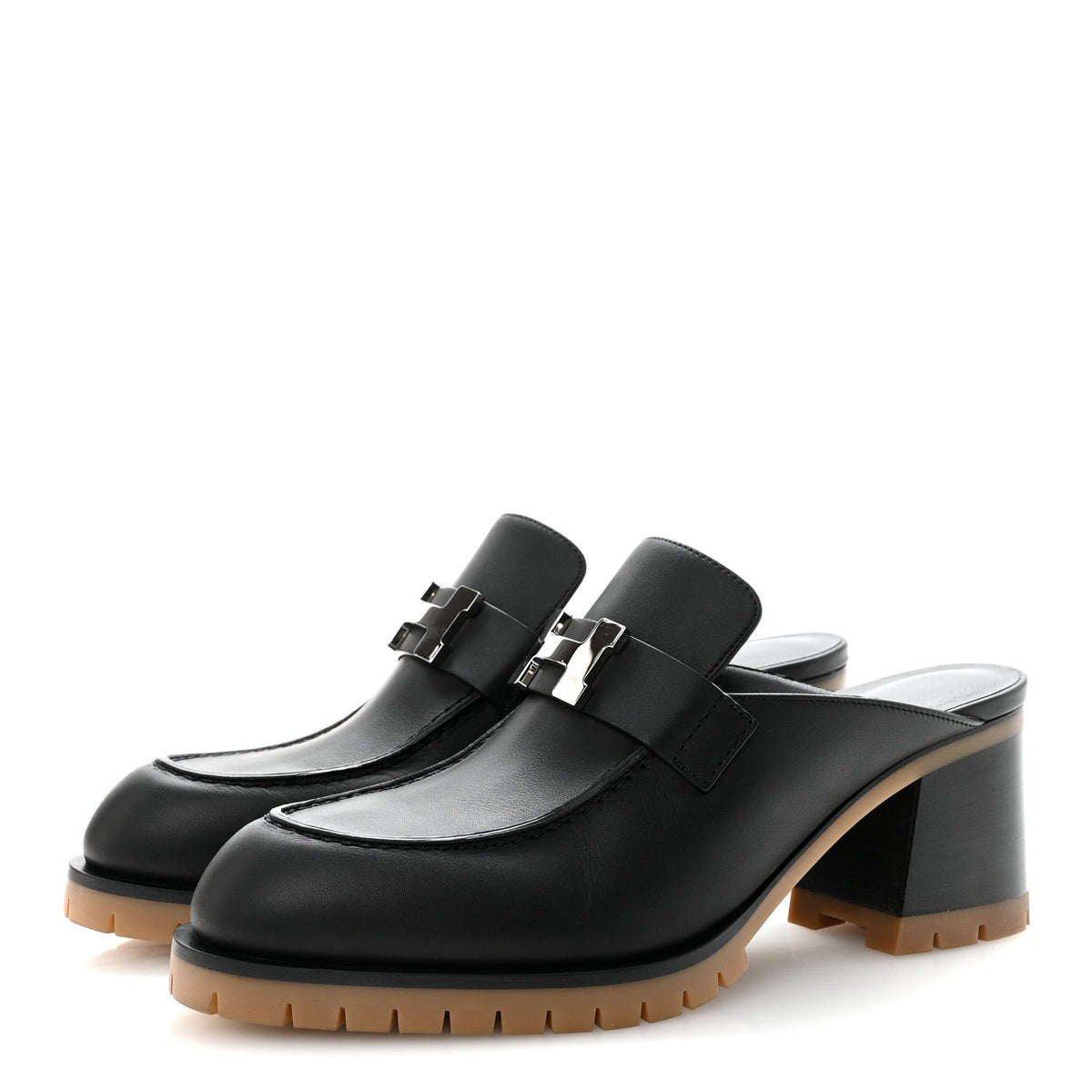 Hermes Calfskin Women's Flore 60 Mules 36 Black