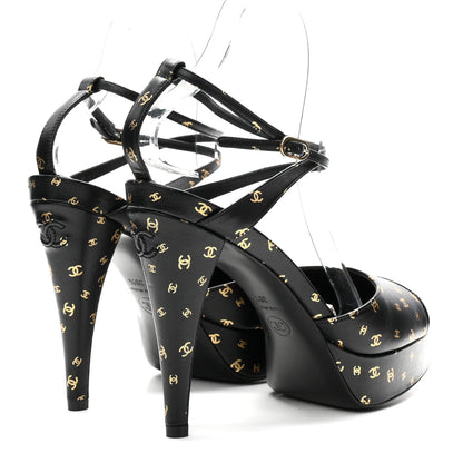 Chanel Printed Lambskin Patent Calfskin CC Platform Women's Pumps