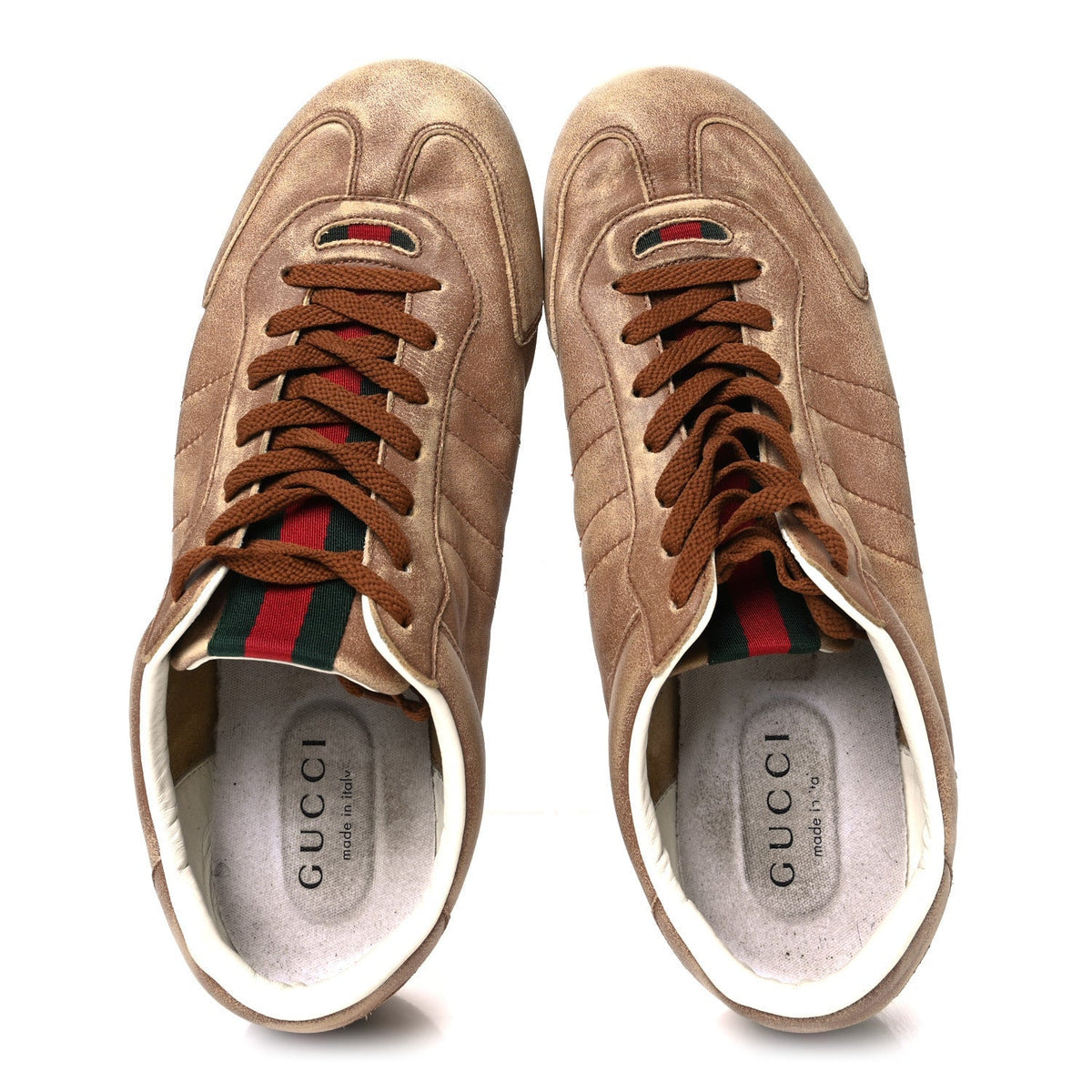 Gucci Monogram Suede Web Men's Shift Sneakers 9.5 Beige Brown