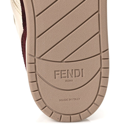 Fendi Grained Calfskin Men's Match Low Top Sneakers 7 White Burgundy Amber