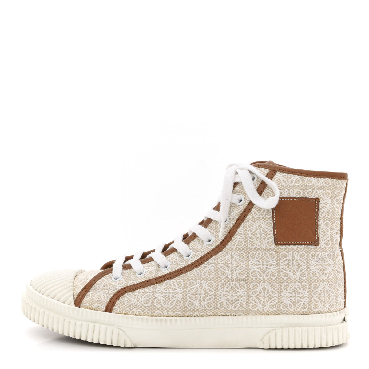 Loewejacquard Anagram Calfskin High Top Sneakers Natural White