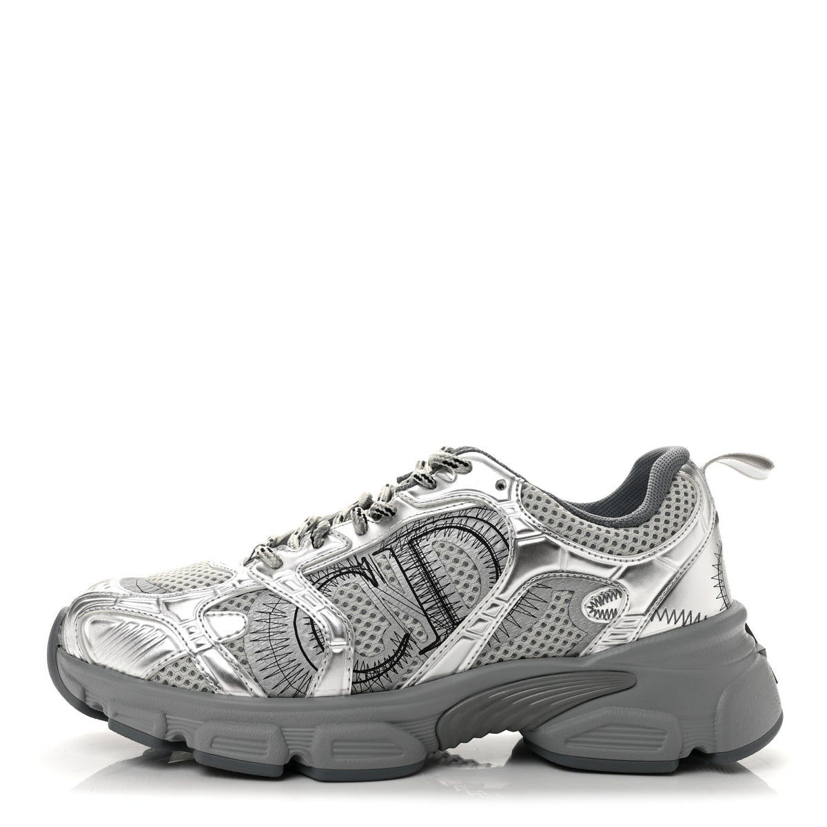 Technical Mesh Chrono Sneakers Silver