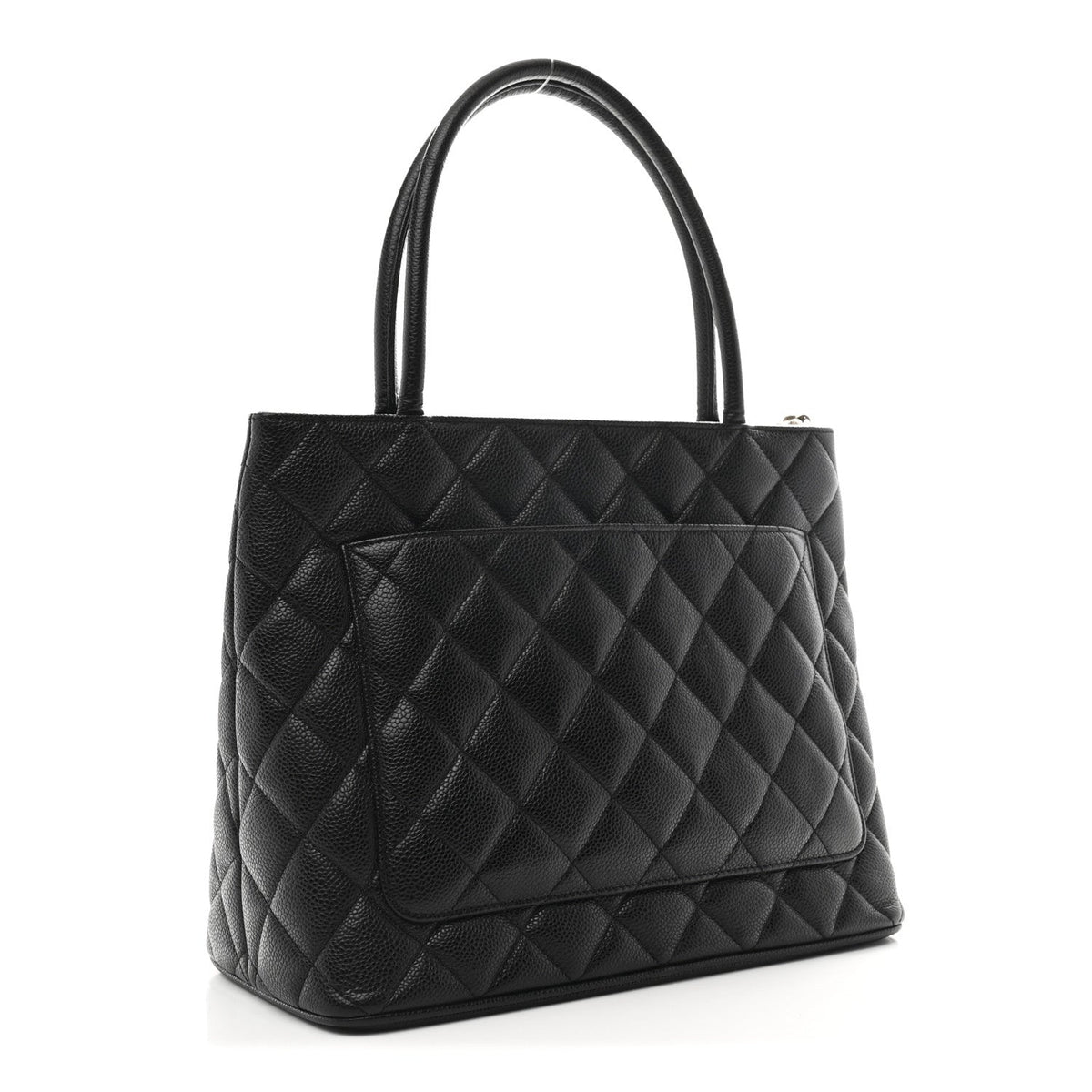 Quilted Caviar Tote Bag - Black