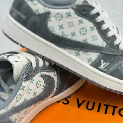 Air Jordan 1 Low Â€Œgreen Monogram Suede' - Low-Top Sneaker