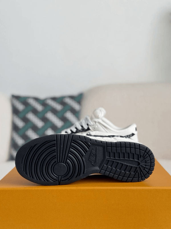 Sb Dunk Low White Black Denim Monogram Sneaker