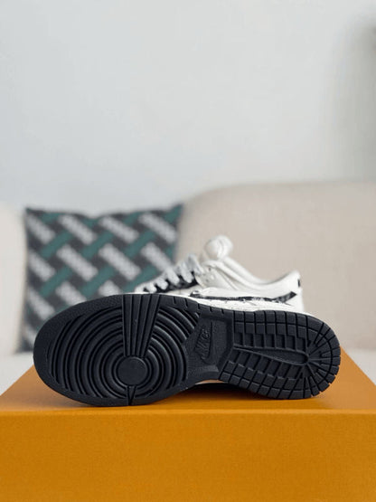 Sb Dunk Low White Black Denim Monogram Sneaker