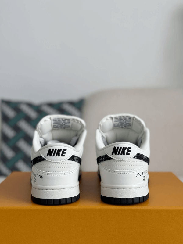 Sb Dunk Low White Black Denim Monogram Sneaker