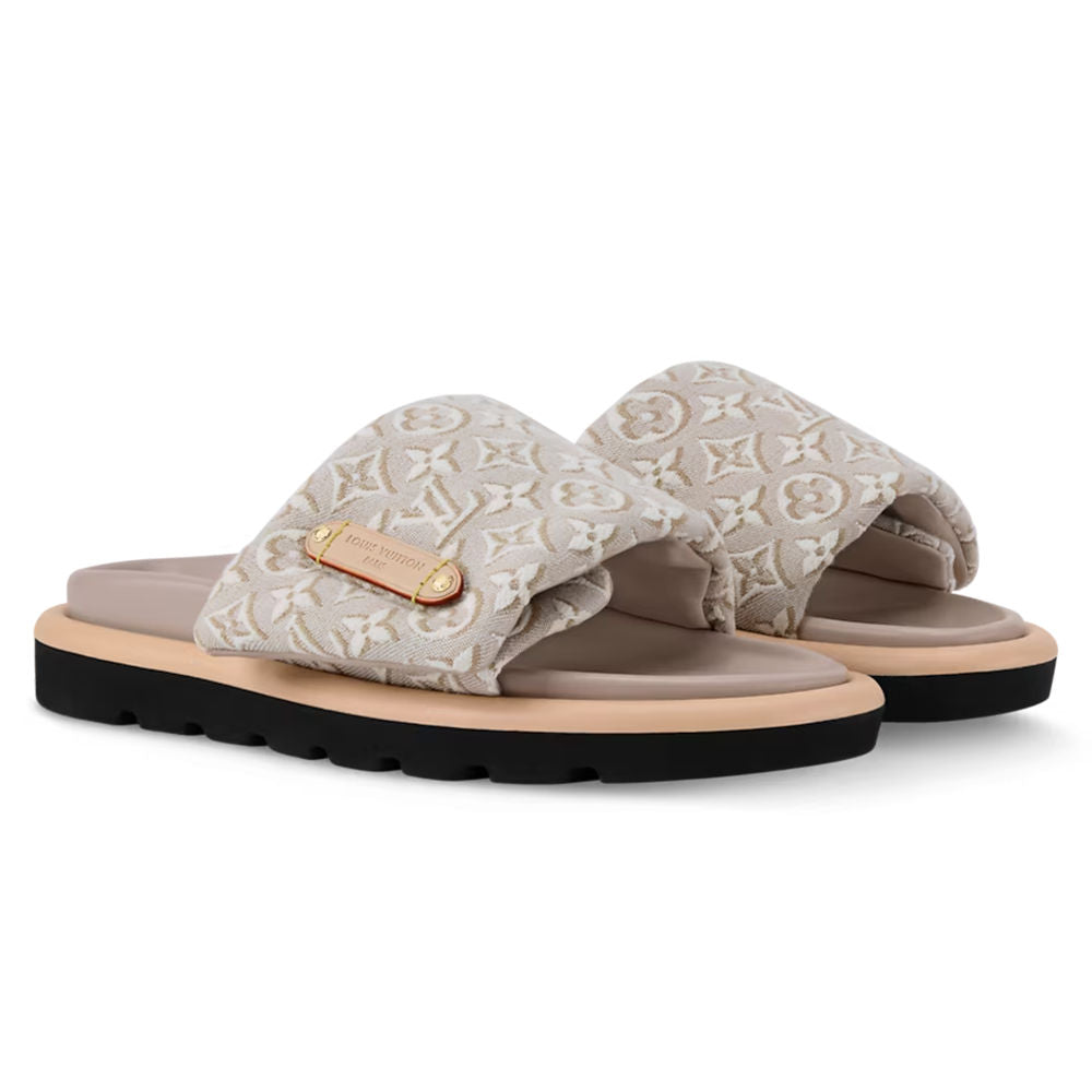 Pool Pillow Flat Comfort Mule Beige Jacquard